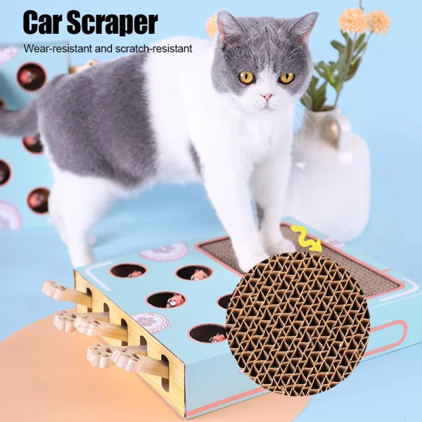 Cat Game Box Maze Interactive Educational Cat Hit Gophers Funny Cat Stick 3 in 1 Cat Toy Chase Hunt Mouse With Scratcher - Image 3