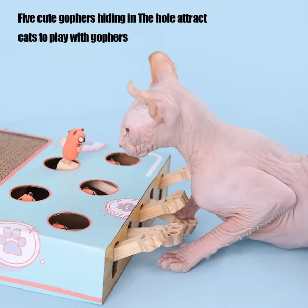 Cat Game Box Maze Interactive Educational Cat Hit Gophers Funny Cat Stick 3 in 1 Cat Toy Chase Hunt Mouse With Scratcher - Image 2