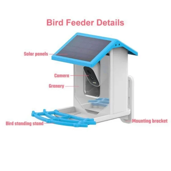 Bird Smart Feeder with Camera 2.4K Solar Low Power Night Vision IP66 Waterproof WIFI of 4G Connect Real Bird Species Feeder - Image 6