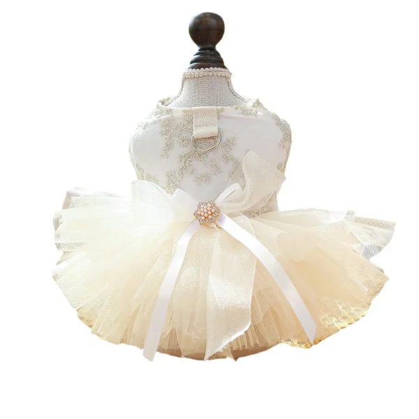 Princess Dog Wedding Dress Cat Tutu Skirt with D-ring Leash Hole Dog Clothes for Small Dogs Chihuahua Poodle - Image 5