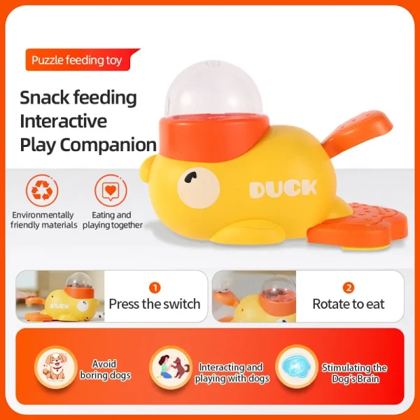 Dog Puzzle Feeder Interactive Pet Food Treat Dispenser Cartoon Duck Design Anti-slip Pet Automatic Feeder Toys for Dog Training - Image 3