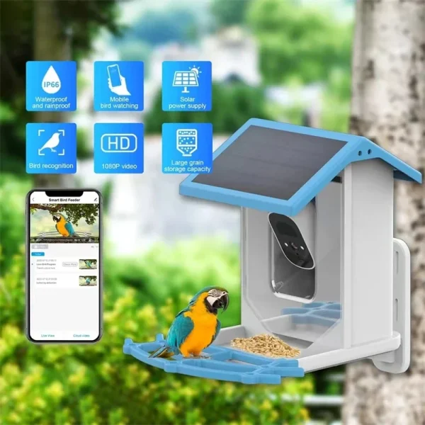 Bird Smart Feeder with Camera 2.4K Solar Low Power Night Vision IP66 Waterproof WIFI of 4G Connect Real Bird Species Feeder - Image 5
