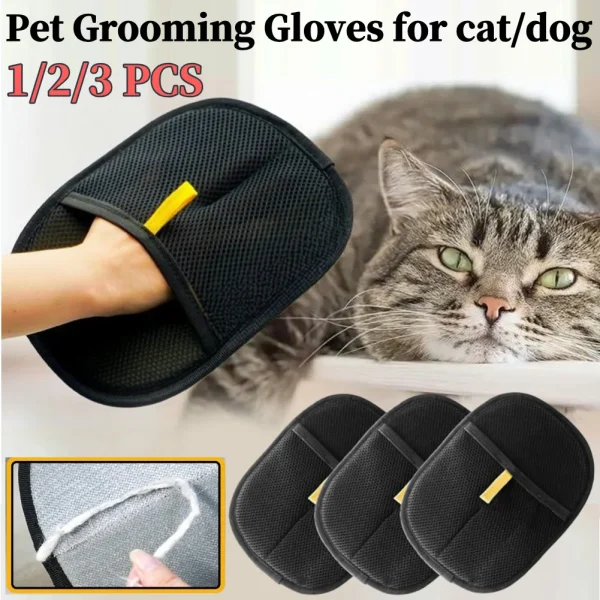 1/2/3 pcs Pet Grooming Gloves Pet Hair Remover Mitt Pet Hair Remover Gloves for Dog Cat Rabbit with Long/Short/Curly Hair
