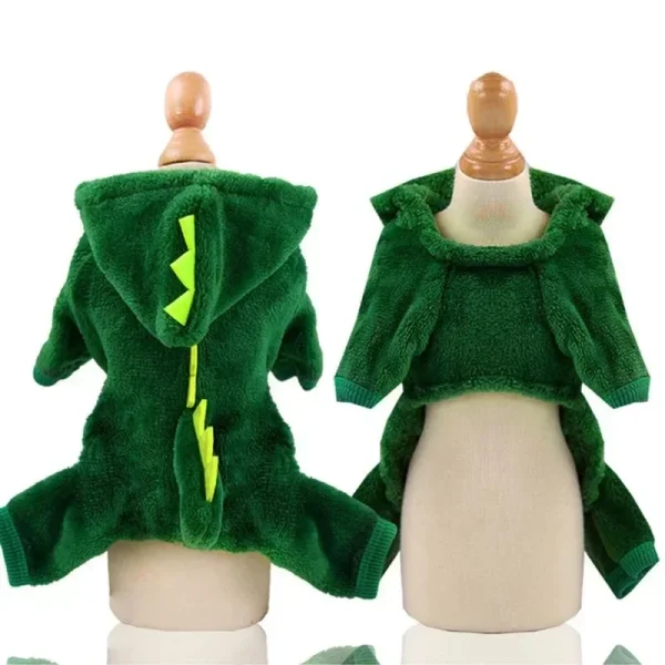 Pet Cat Dog Halloween Dog Clothes for Small Dogs Funny Dinosaur Cosplay Costume Winter Warm Cat Coat Fleece Hoodies Sweater - Image 3
