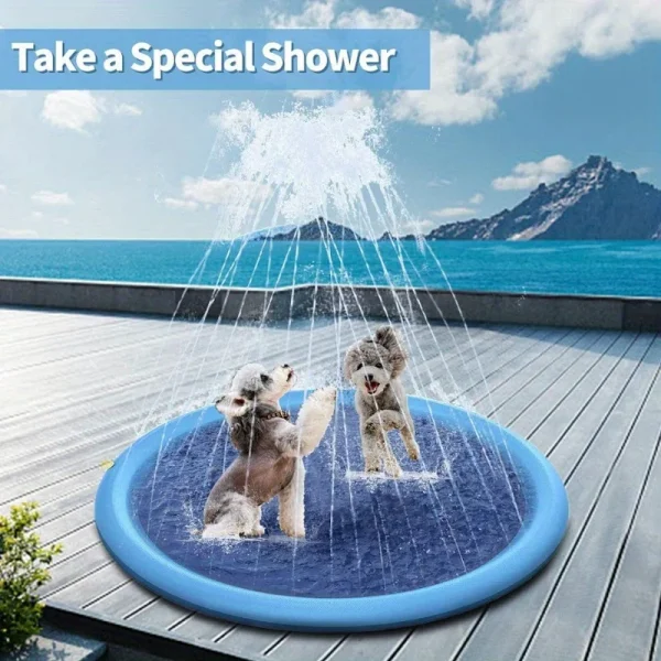 Heavy-Duty Outdoor Pet Bathing Basin with Spray Function - Non-Slip Dog Water Play Mat for Summer Fun and Pet Bathing - Image 6