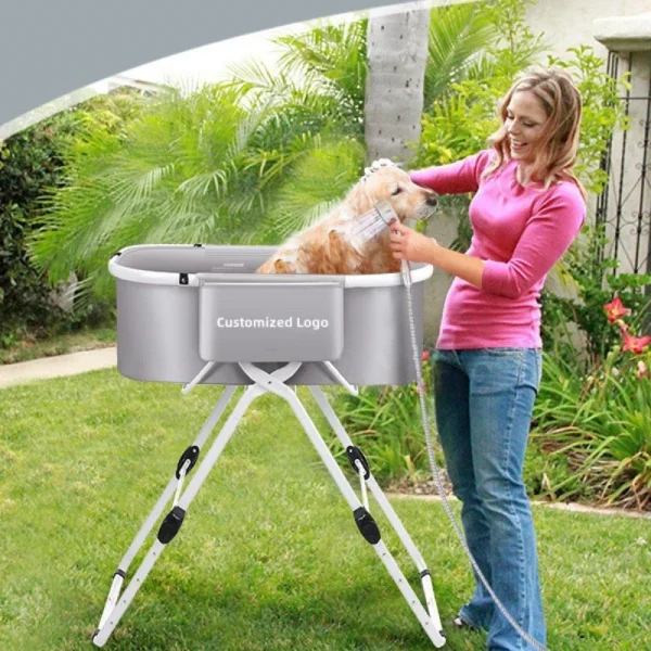 Household Foldable Dog and Cat Bath Basin Adjustable Height Pet Bath Tub Available Indoors and Outdoors Portable Dog Bath