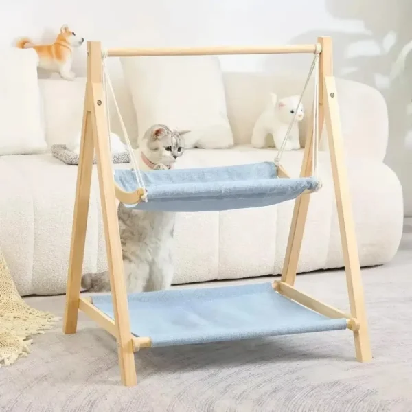 Dual-Layer Pet Hammock Comfortably Cats Swing Indoor Delicate Rest Area Thickened Cradle Multifunctional Light Luxury Cat Bed - Image 3